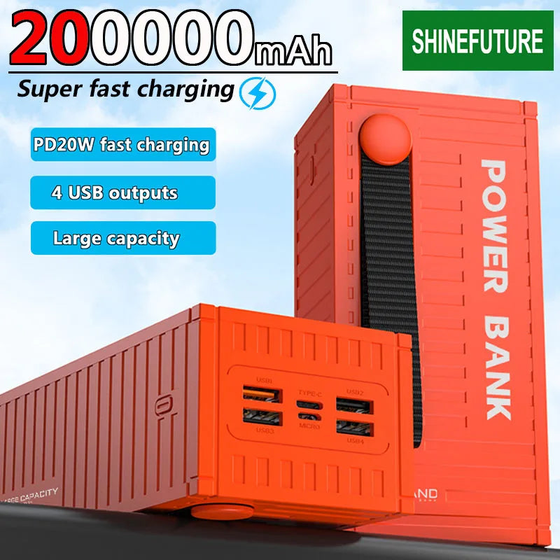 200000mAh Power Bank 66W Fast Charger Portable For Phones