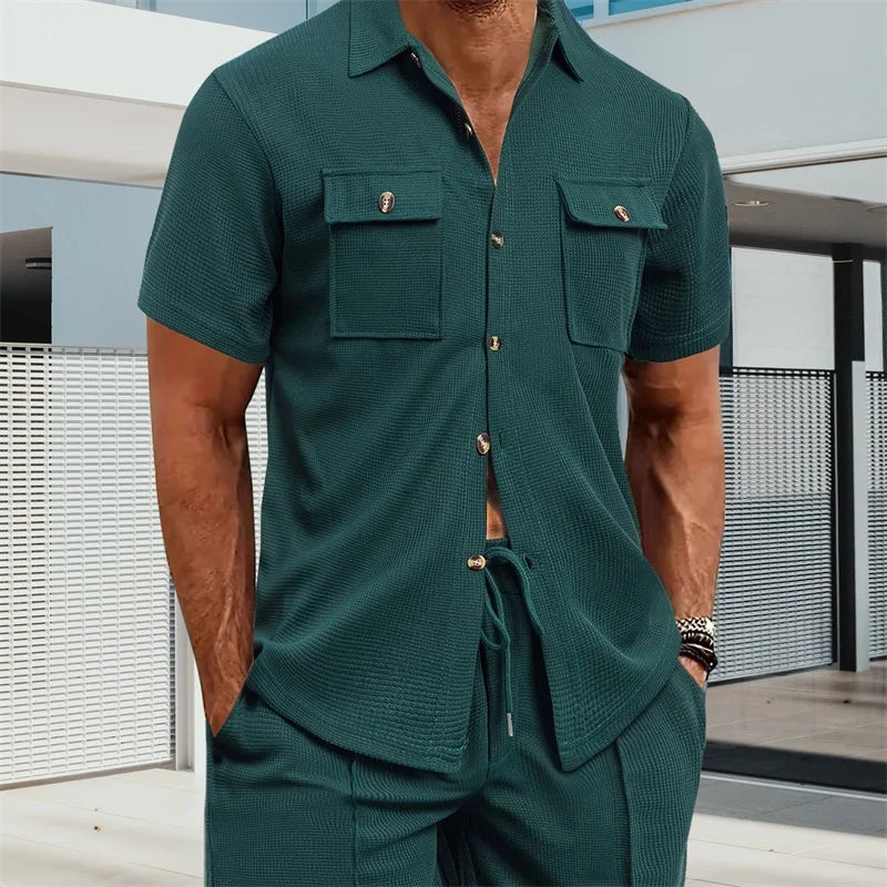Men's Casual Short Sleeve Button Down Shirt for All Seasons