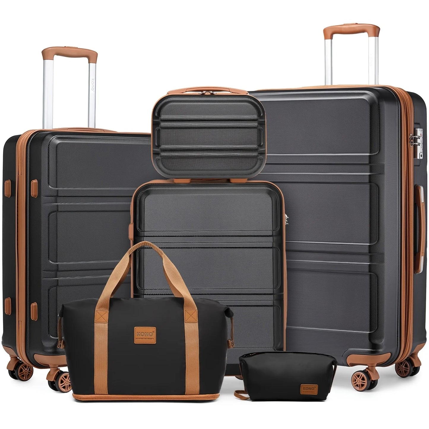 Kono 6 Piece Luggage Set Lightweight ABS Hardshell TSA Lock