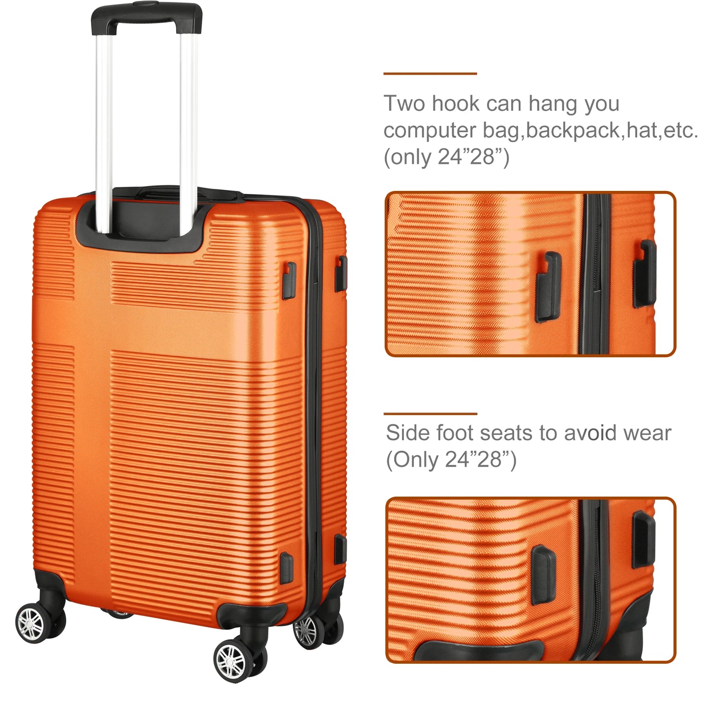 3 Piece Luggage Set With Tsa Lock 20 24 28 Inch Lightweight Cross Stripe Hardshell Suitcase With 360 Degree Spinner Wheels