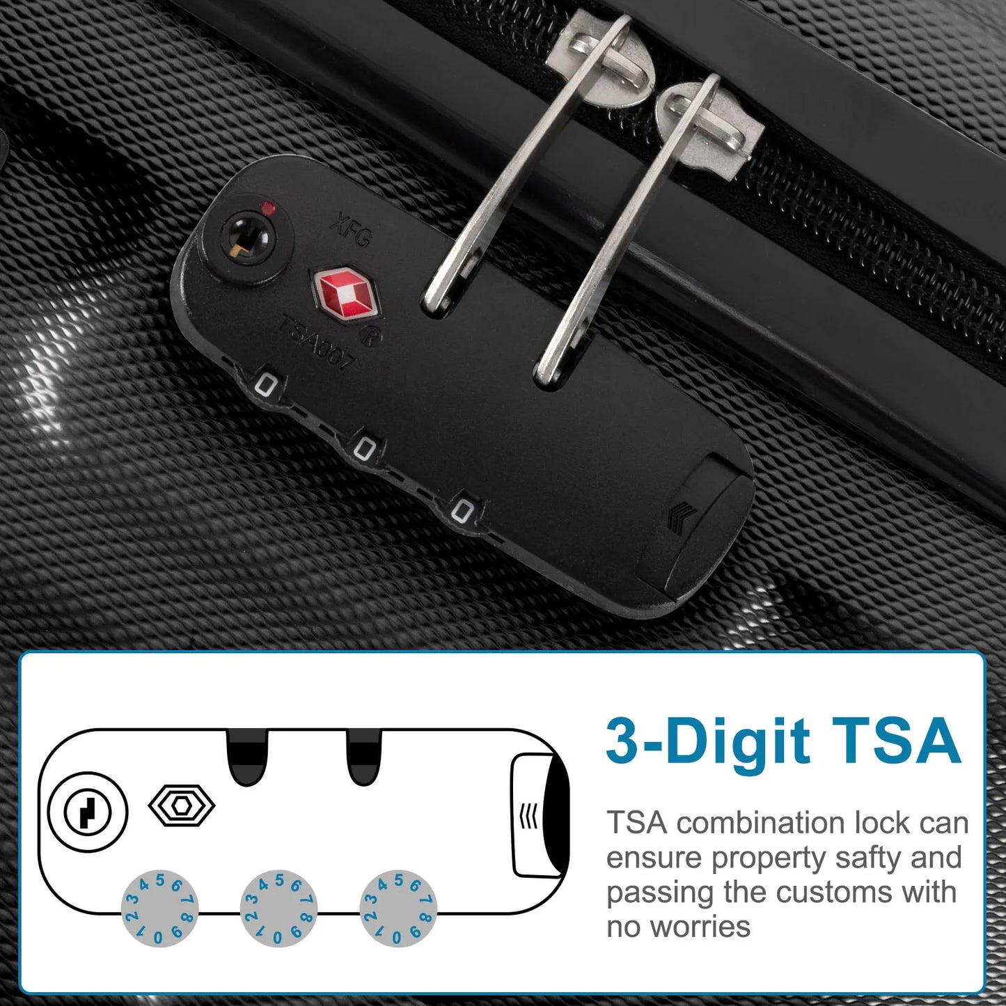 4 Piece Luggage Set 16/20/24/28" Black
