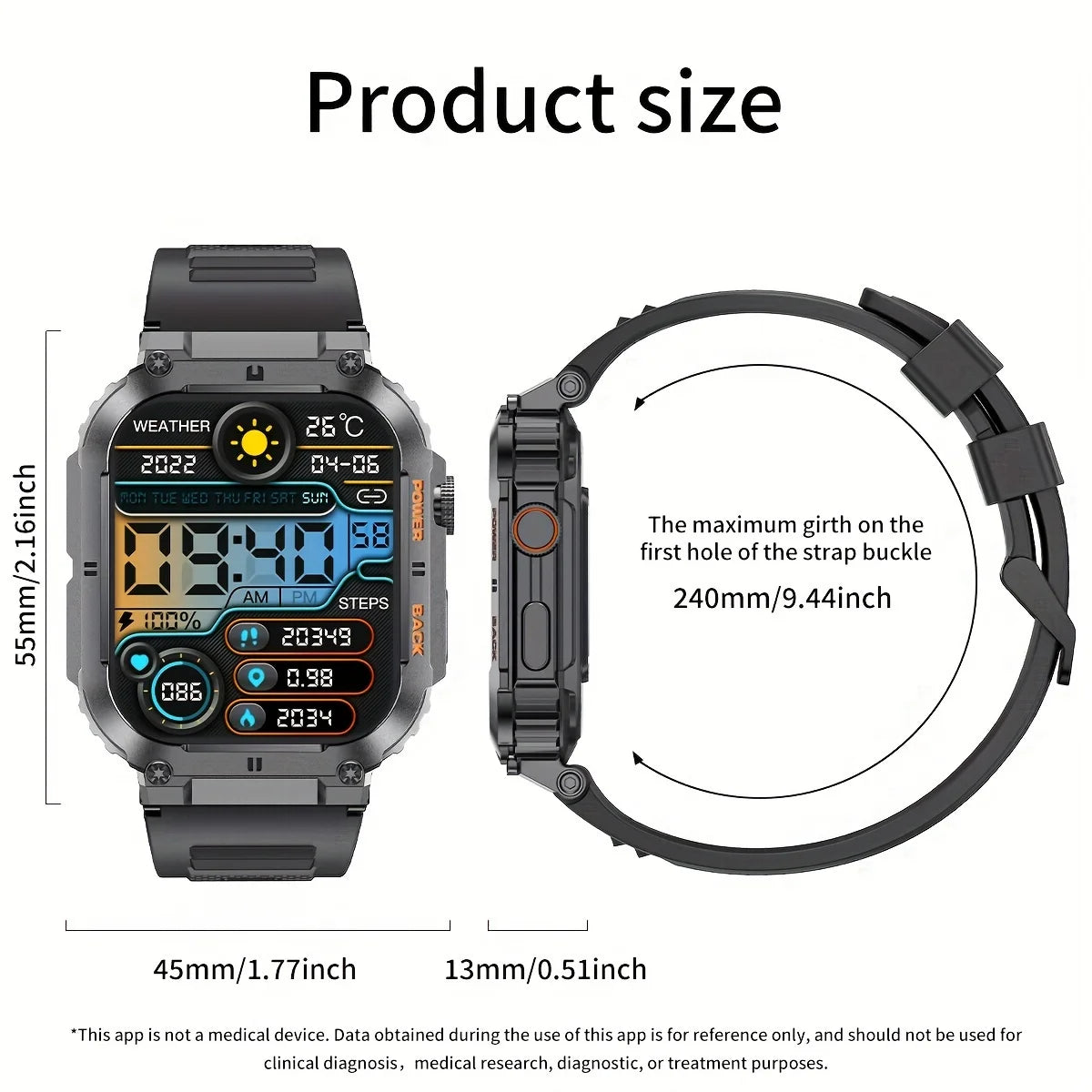 1.96 inch New Bluetooth Call Smart Watch