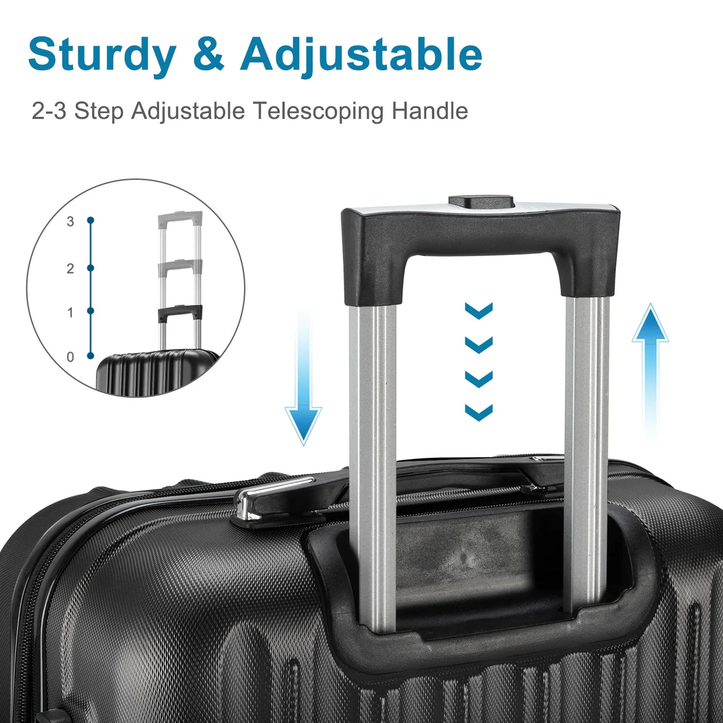 4 Piece Luggage Set 16/20/24/28" Black