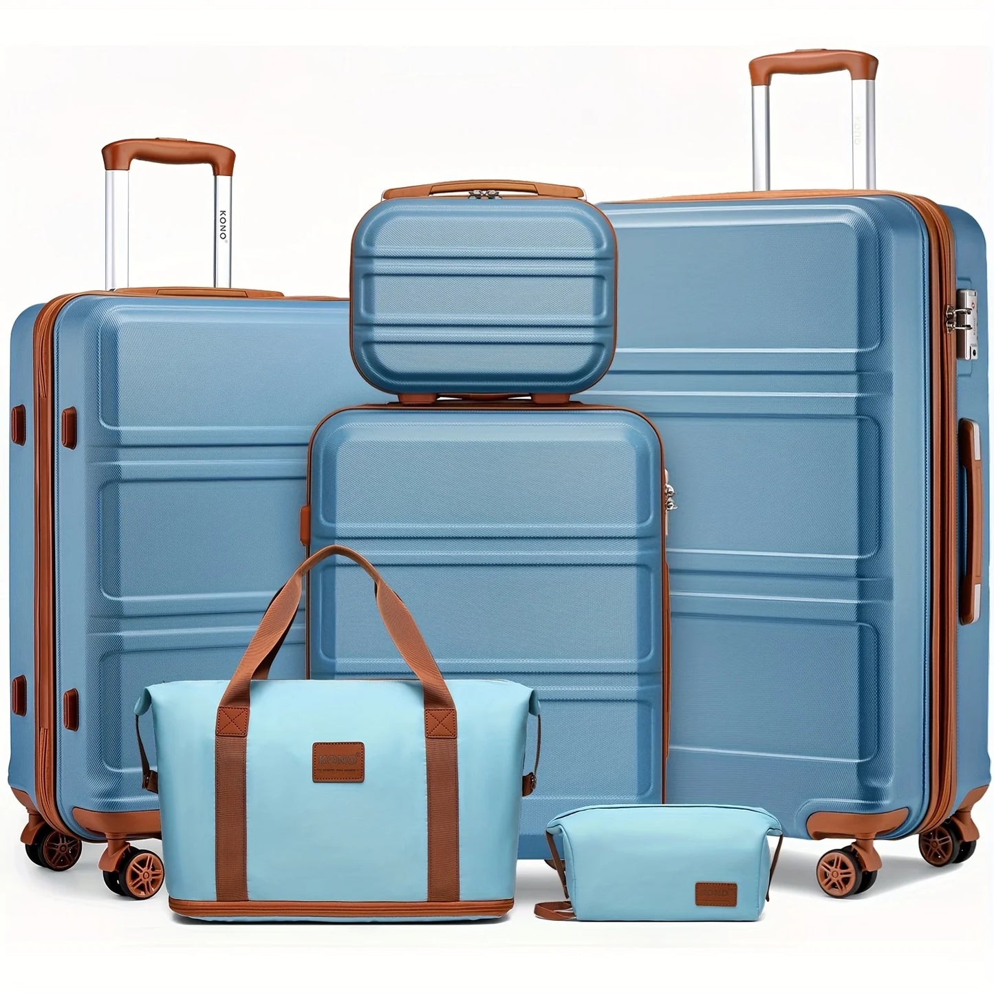 Kono 6 Piece Luggage Set Lightweight ABS Hardshell TSA Lock