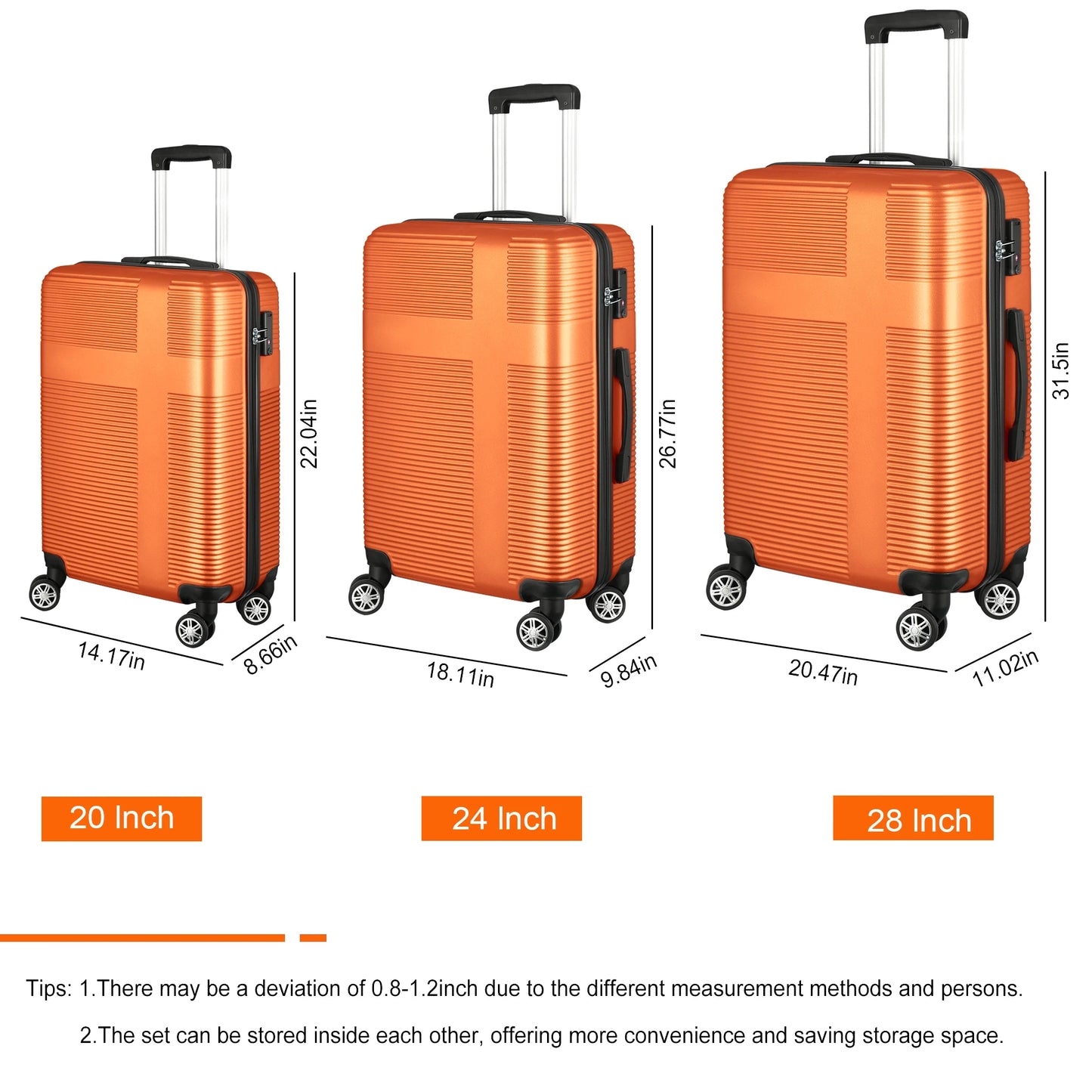 3 Piece Luggage Set With Tsa Lock 20 24 28 Inch Lightweight Cross Stripe Hardshell Suitcase With 360 Degree Spinner Wheels
