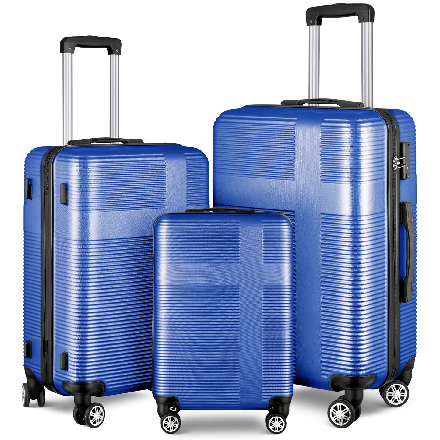 3 Piece Luggage Set With Tsa Lock 20 24 28 Inch Lightweight Cross Stripe Hardshell Suitcase With 360 Degree Spinner Wheels