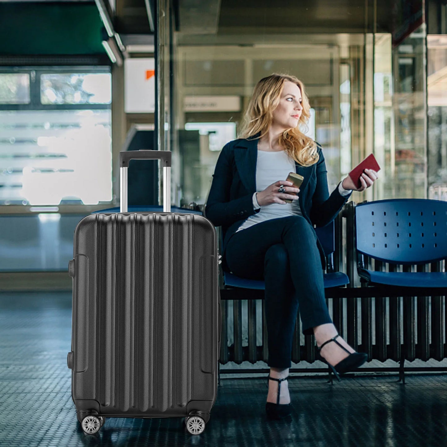 4 Piece Luggage Set 16/20/24/28" Black