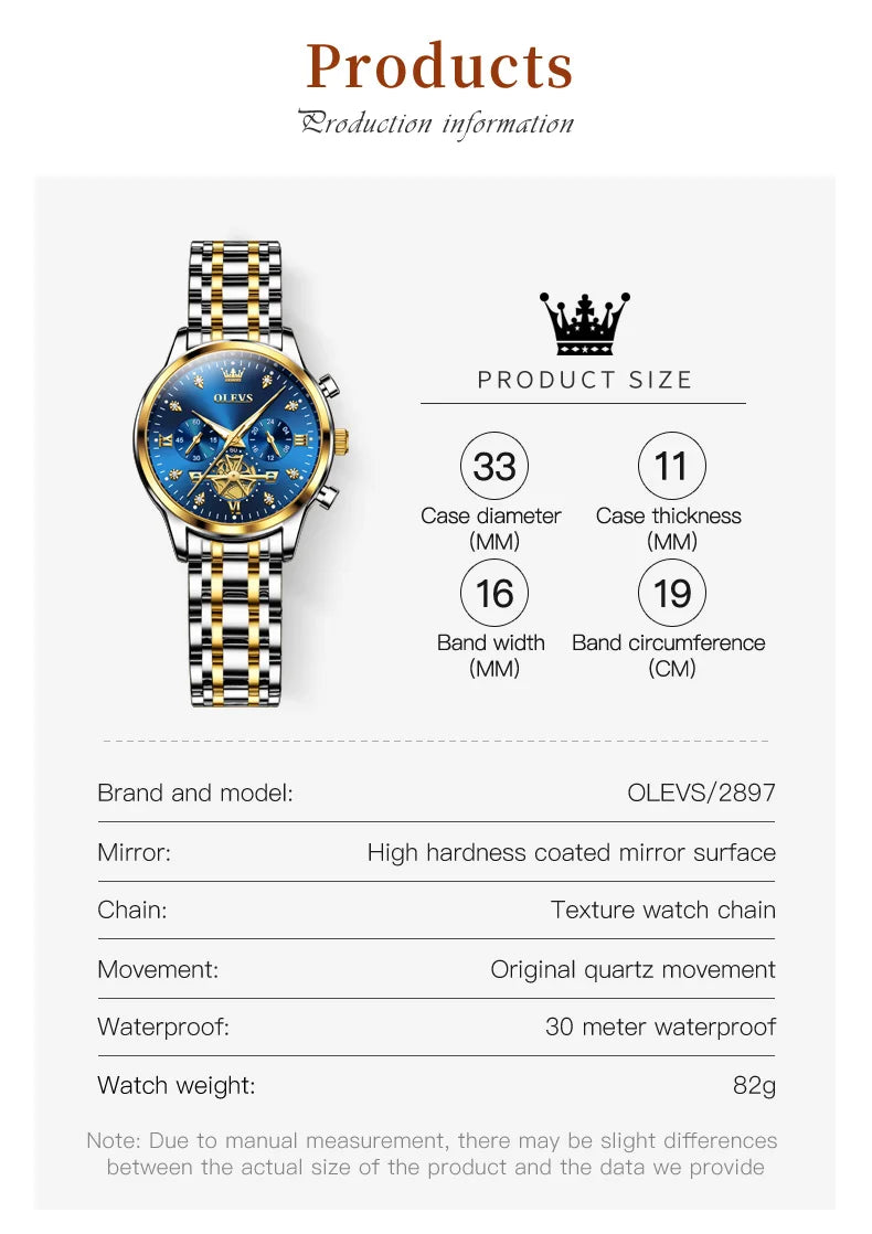 Womens Original Fashion Multifunction Quartz Wristwatch