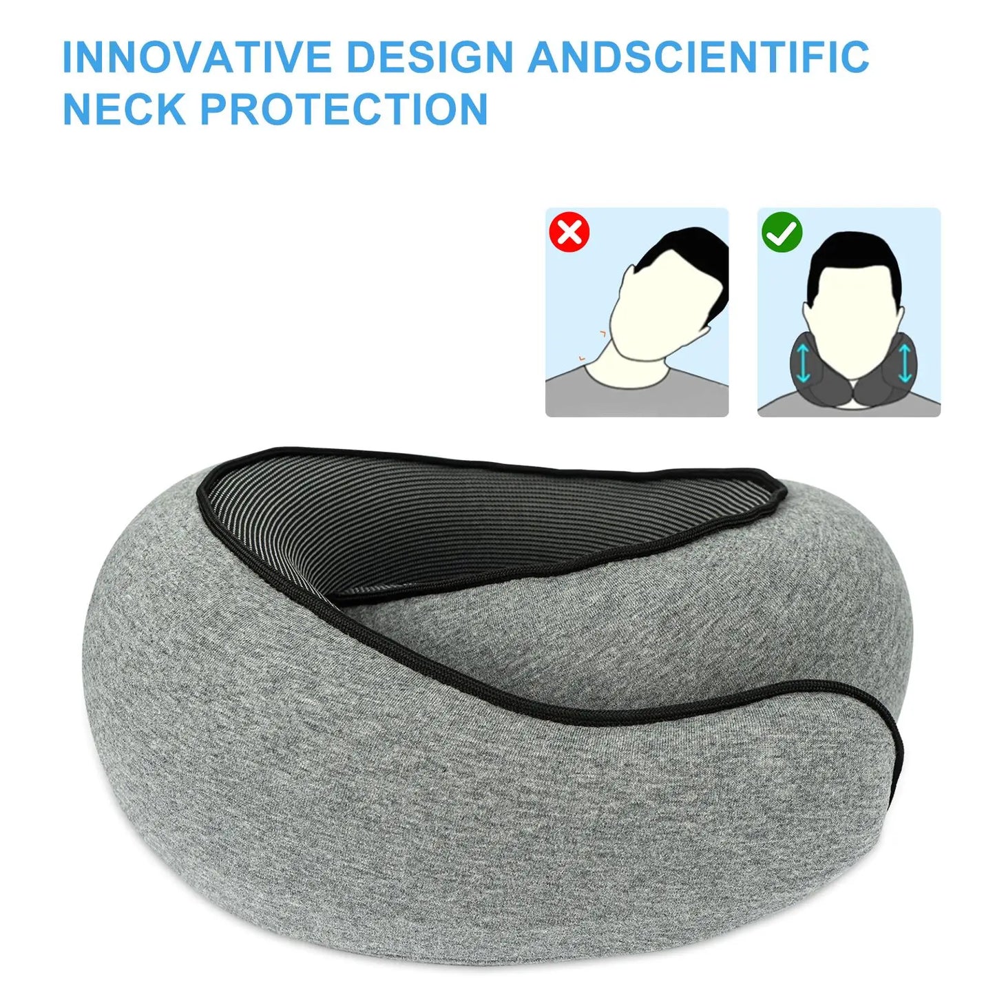 Memory Foam Travel Neck Pillow for Airplanes 360 Degree Head Support Sleeping Essential