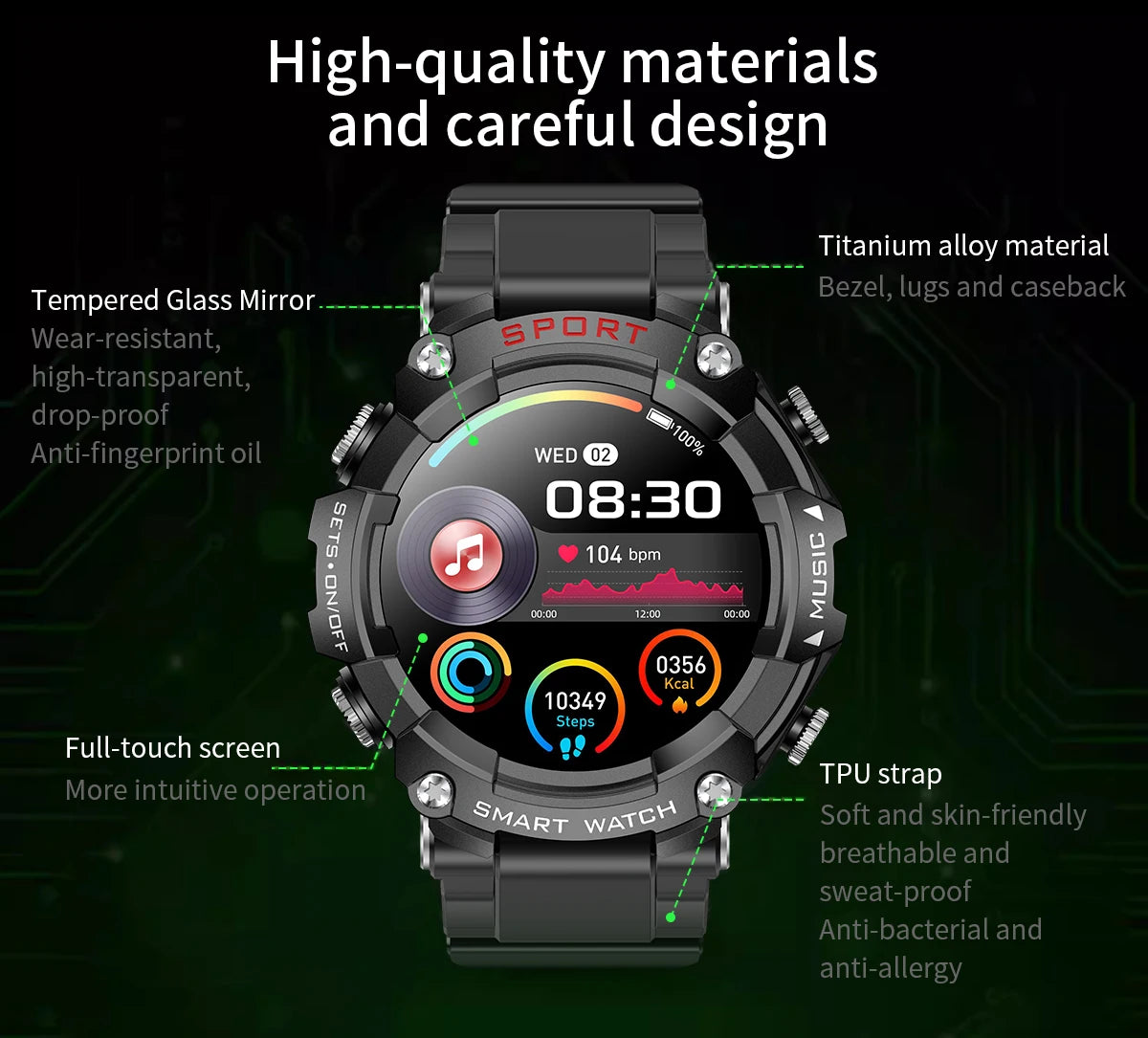 Smart Watch AMOLED Display With In-Ear Bluetooth Headset