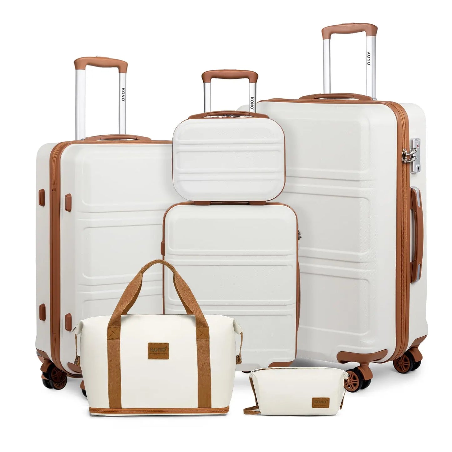 Kono 6 Piece Luggage Set Lightweight ABS Hardshell TSA Lock