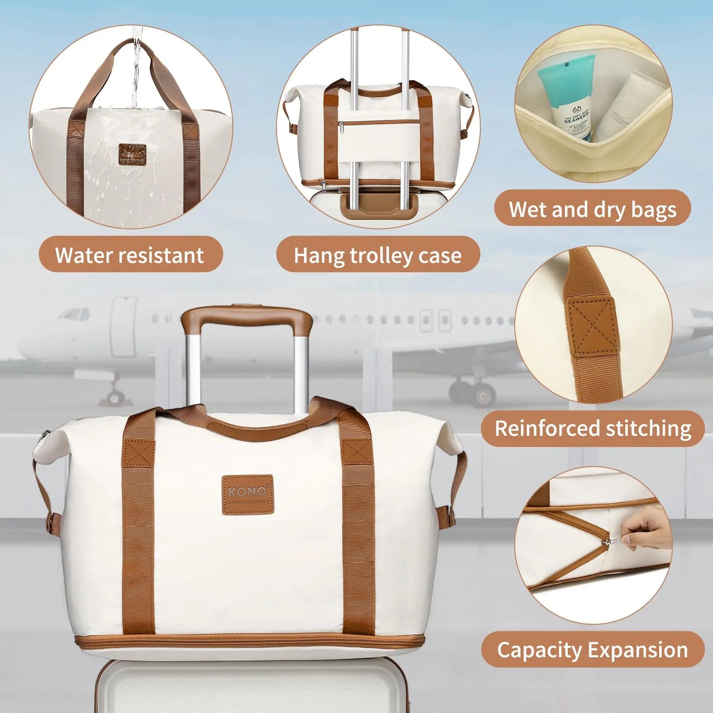 Kono 6 Piece Luggage Set Lightweight ABS Hardshell TSA Lock