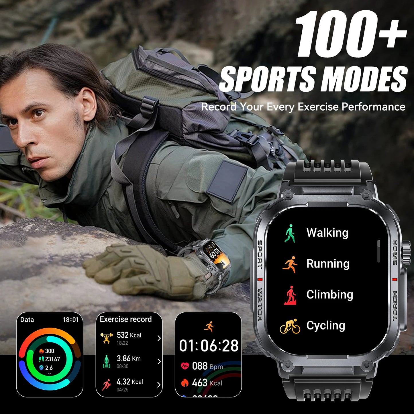 New Smart Watch Men 3ATM Waterproof With Compass
