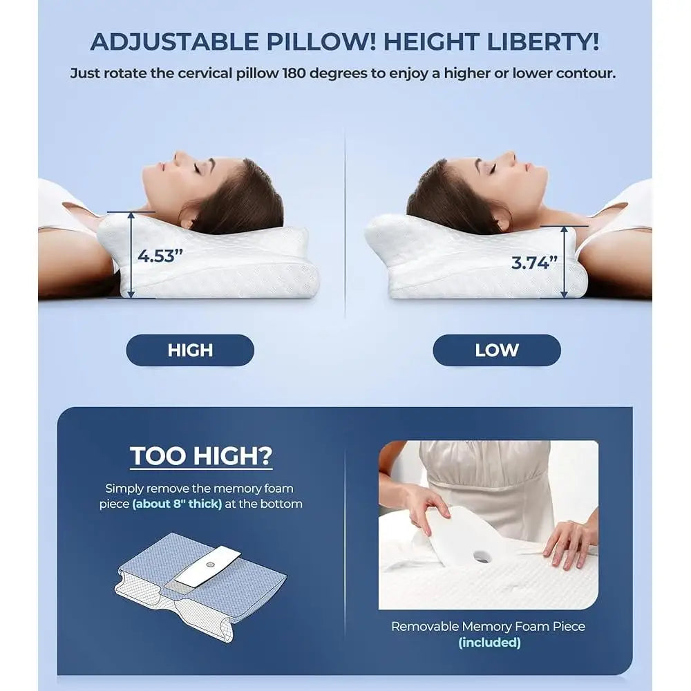 5X Cervical Pillow Neck and Shoulder Support Memory Foam with Bamboo Fiber