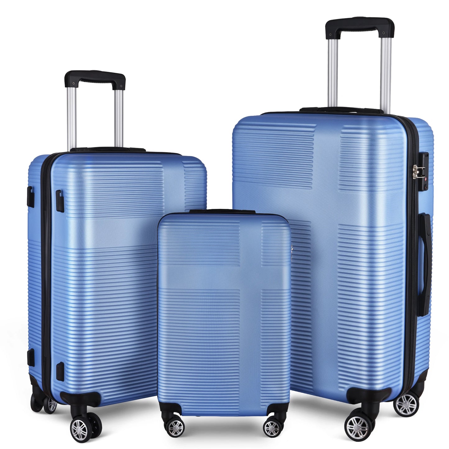 3 Piece Luggage Set With Tsa Lock 20 24 28 Inch Lightweight Cross Stripe Hardshell Suitcase With 360 Degree Spinner Wheels