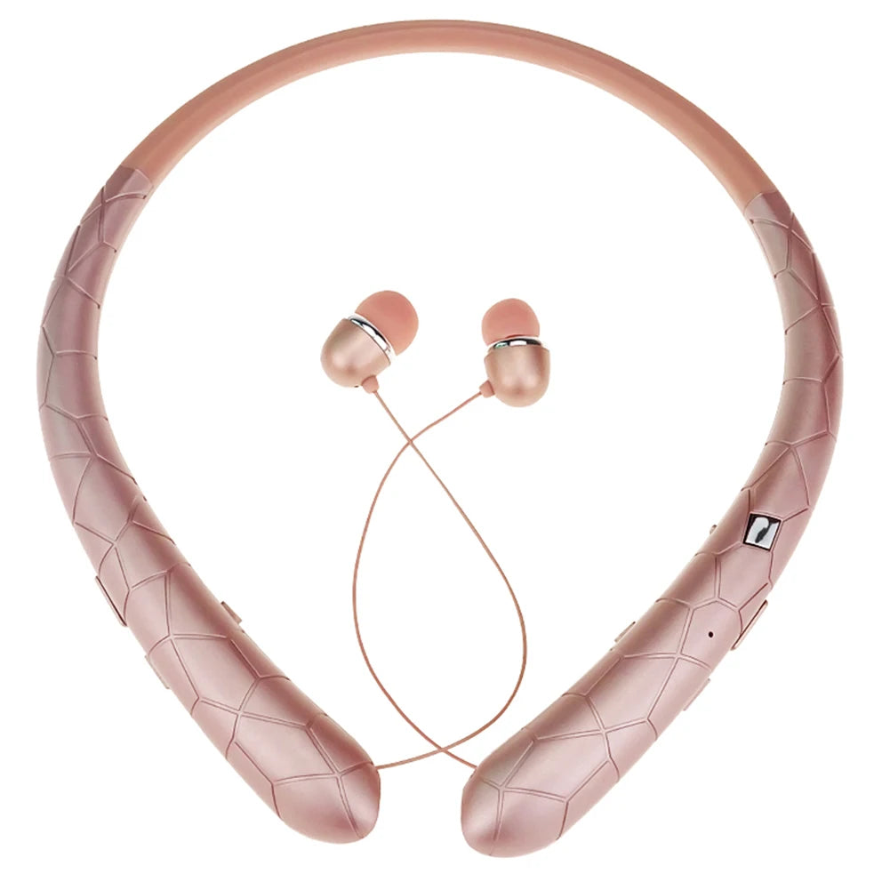 Neckband Headset Noise Canceling Retractable Earbuds