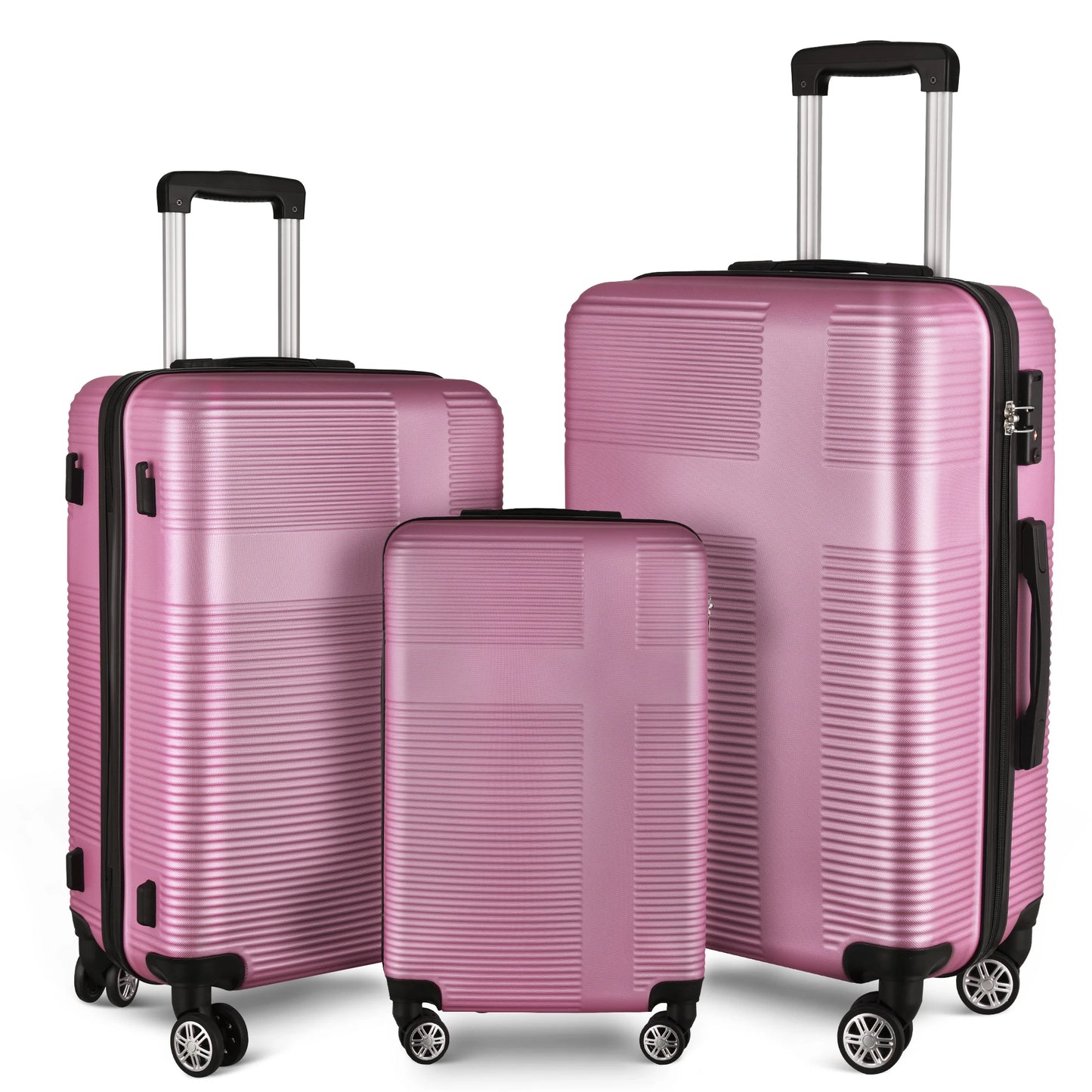 3 Piece Luggage Set With Tsa Lock 20 24 28 Inch Lightweight Cross Stripe Hardshell Suitcase With 360 Degree Spinner Wheels