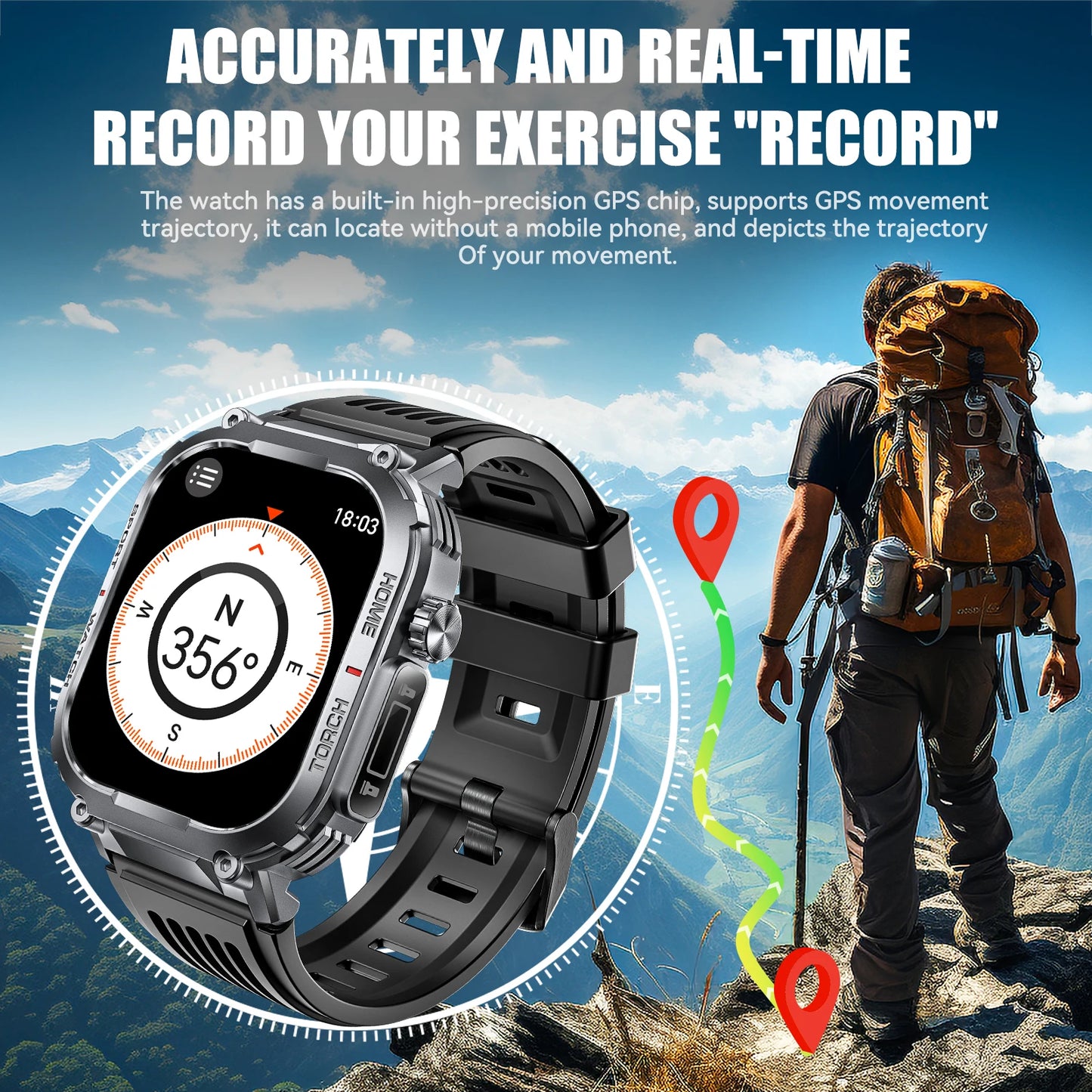 New Smart Watch Men 3ATM Waterproof With Compass