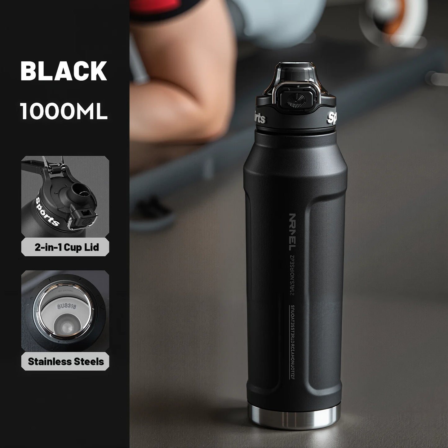 32 Oz water bottle with lid and straw