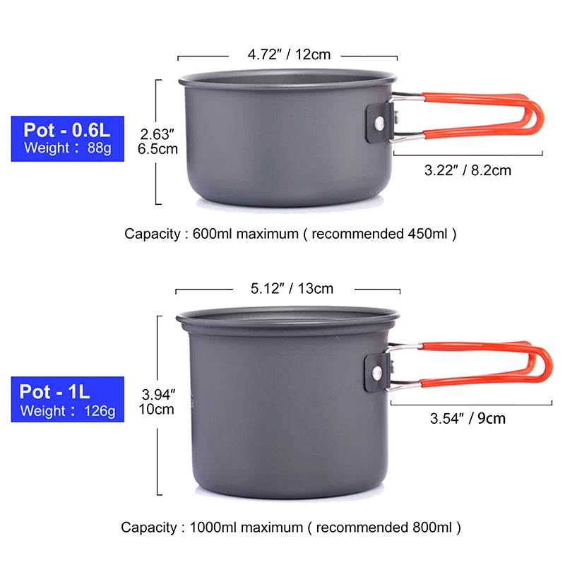 Widesea Camping Cookware Set Tableware With Portable Pot