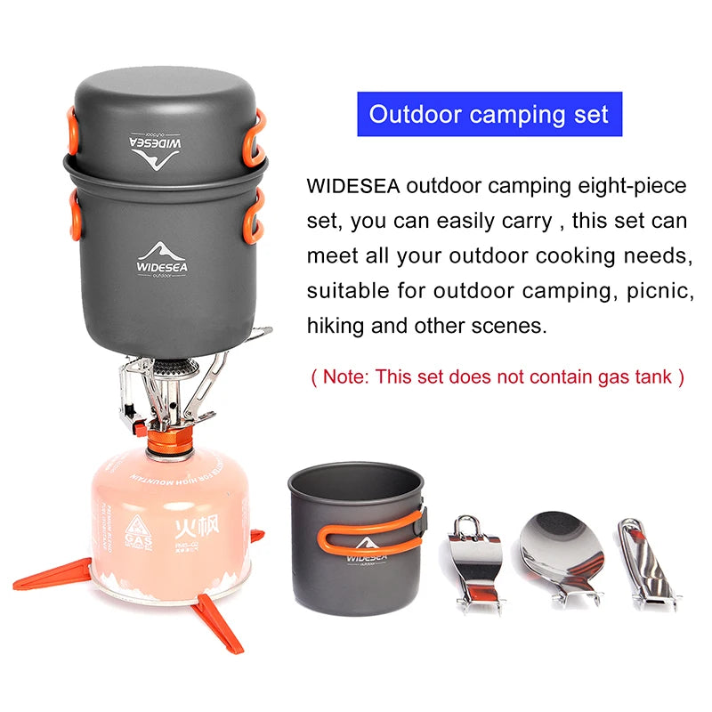 Widesea Camping Cookware Set Tableware With Portable Pot