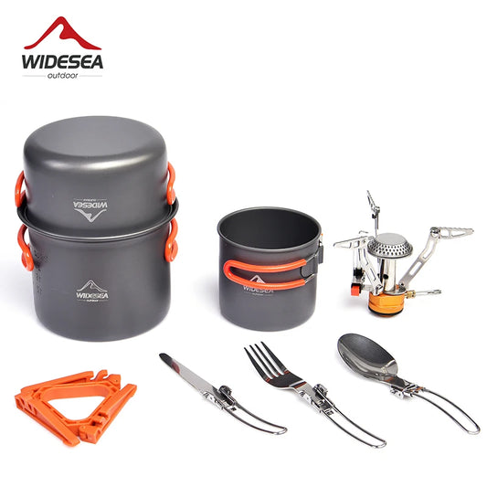 Widesea Camping Cookware Set Tableware With Portable Pot