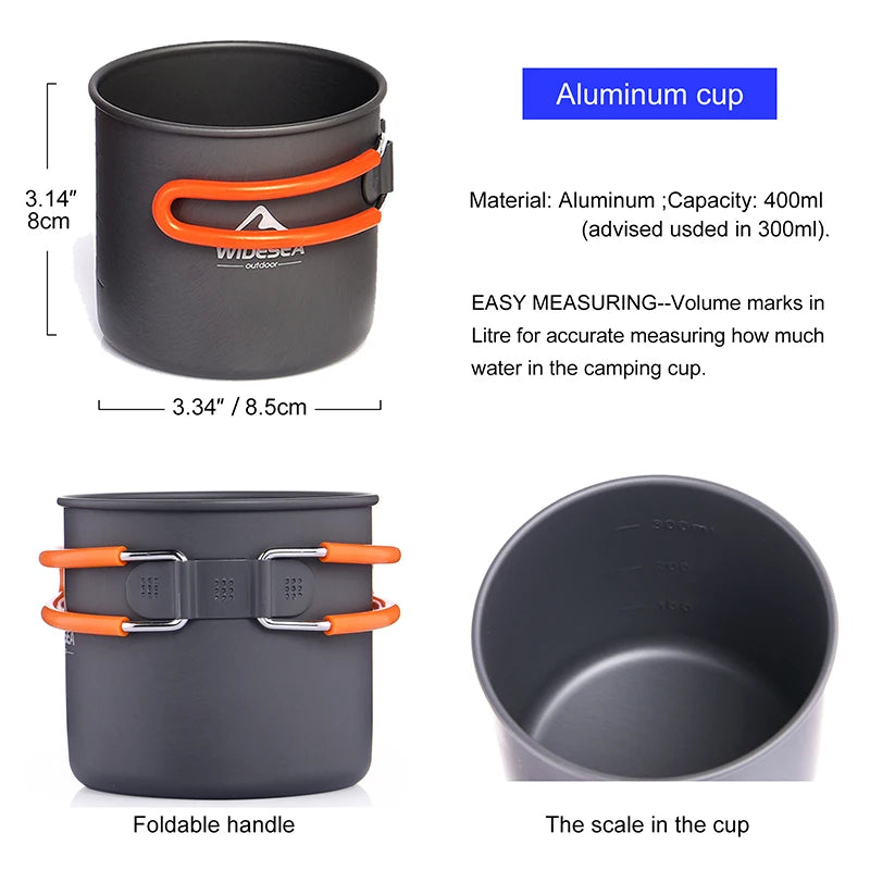 Widesea Camping Cookware Set Tableware With Portable Pot