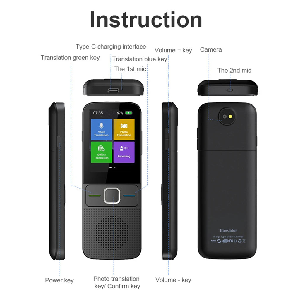 Portable Instant Language Translator Device with Voice Translation and 137 Language Support
