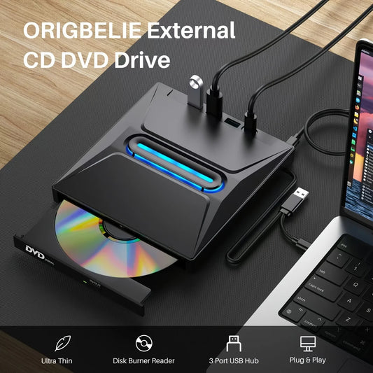 New Luminous 3 USB 3.0 External CD DVD Drive Typ C Portable