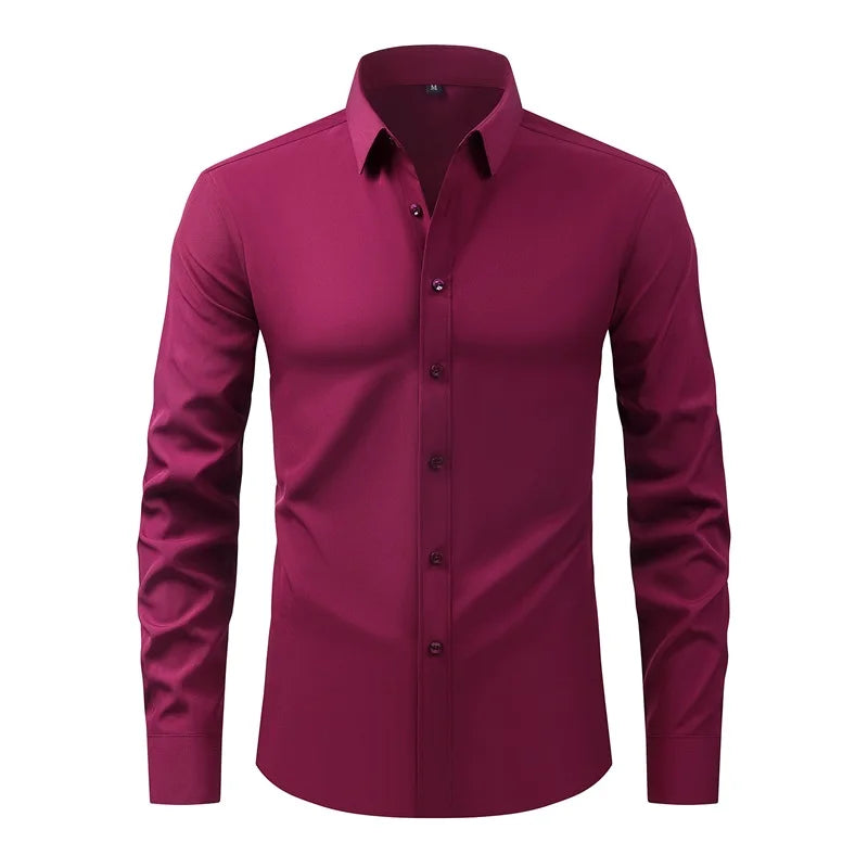 Men's Classic Button Down Shirt with Long Sleeves for Casual Spring and Summer
