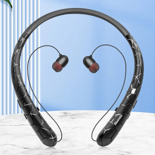 Neckband Headset Noise Canceling  Retractable Earbuds