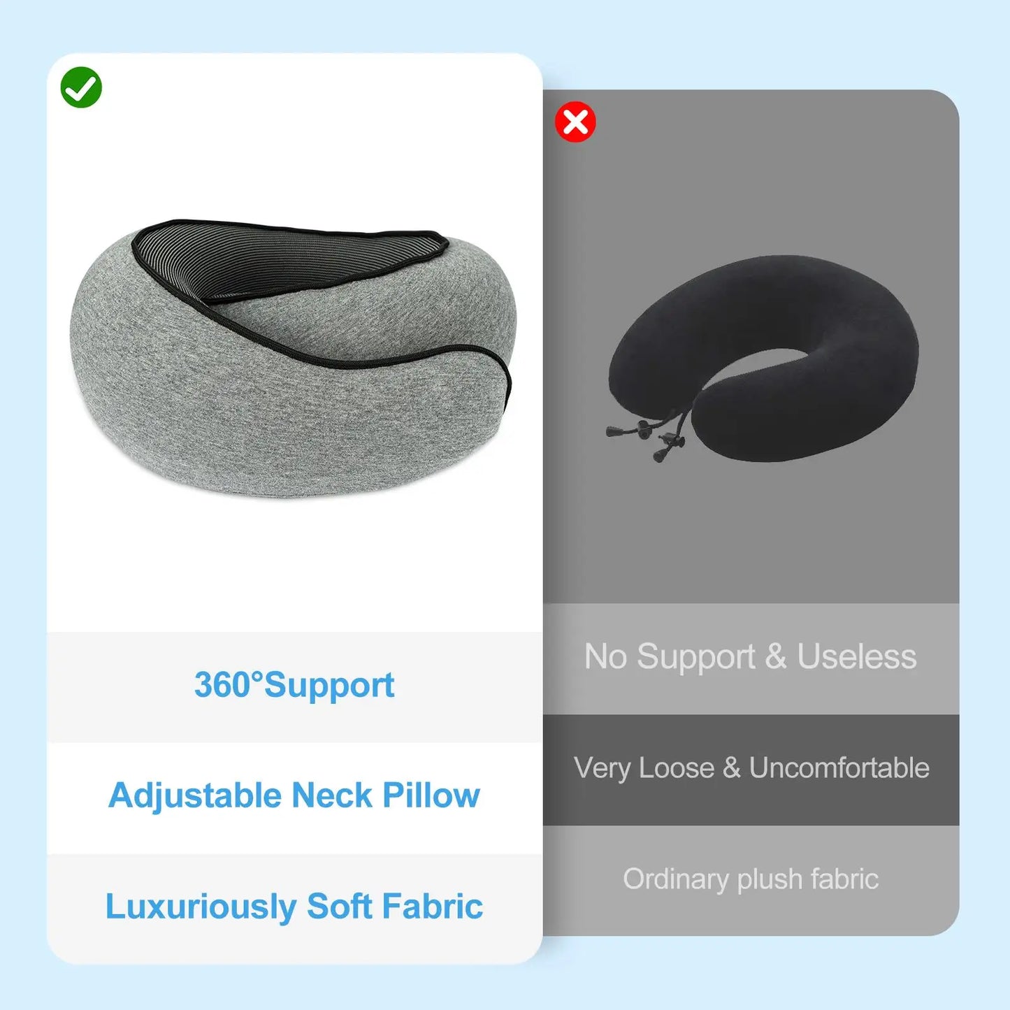 Memory Foam Travel Neck Pillow for Airplanes 360 Degree Head Support Sleeping Essential