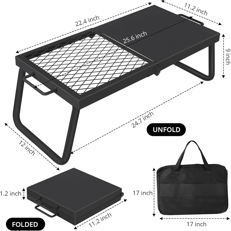 Folding Campfire Grill Stainless Steel Mesh Grate Rack