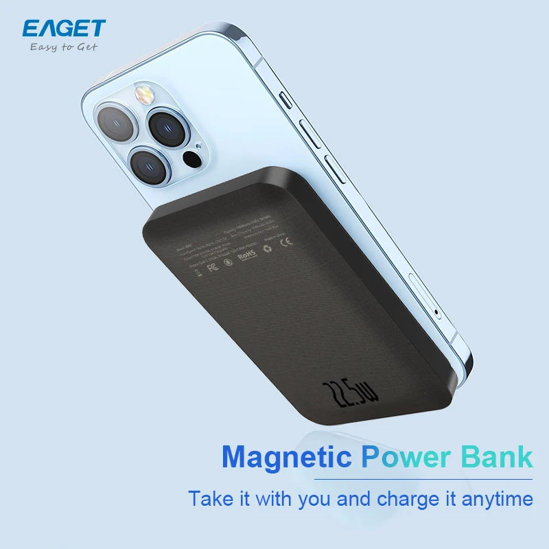 Eaget Magnetic Power Bank 10000mAh Wireless Charger iPhone