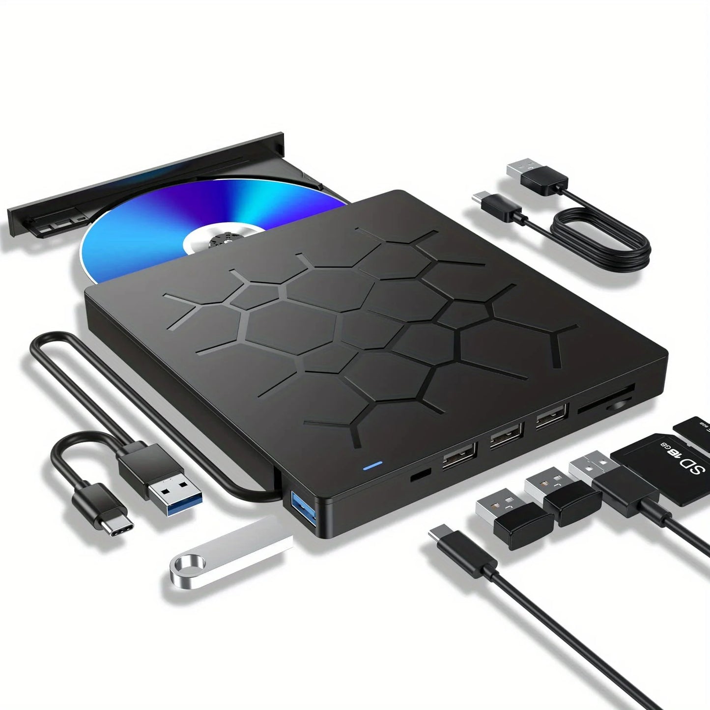 External Drive 7 IN 1 USB 3.0 Portable DVD Player Compatible With PC