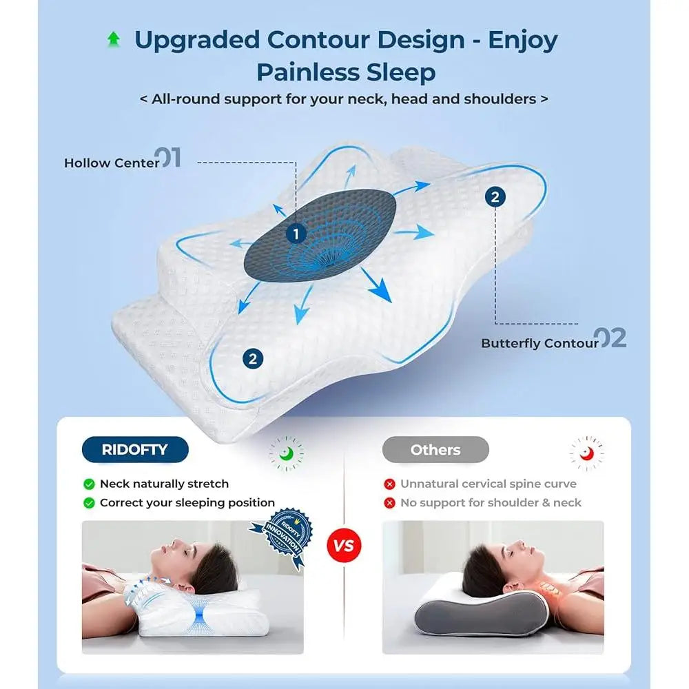 5X Cervical Pillow Neck and Shoulder Support Memory Foam with Bamboo Fiber