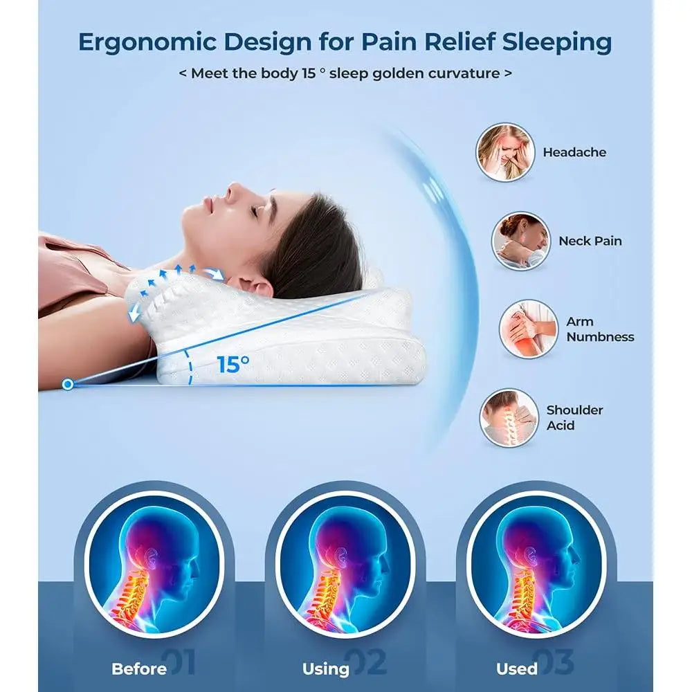 5X Cervical Pillow Neck and Shoulder Support Memory Foam with Bamboo Fiber