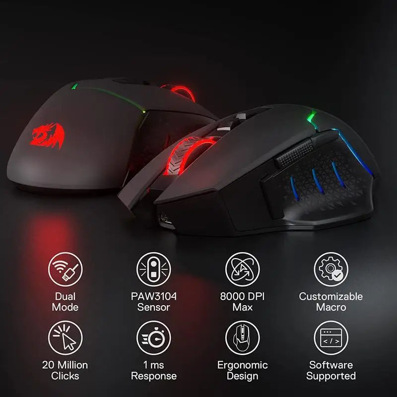 Redragon M690 PRO Wireless Gaming Mouse 8000 DPI Black/White