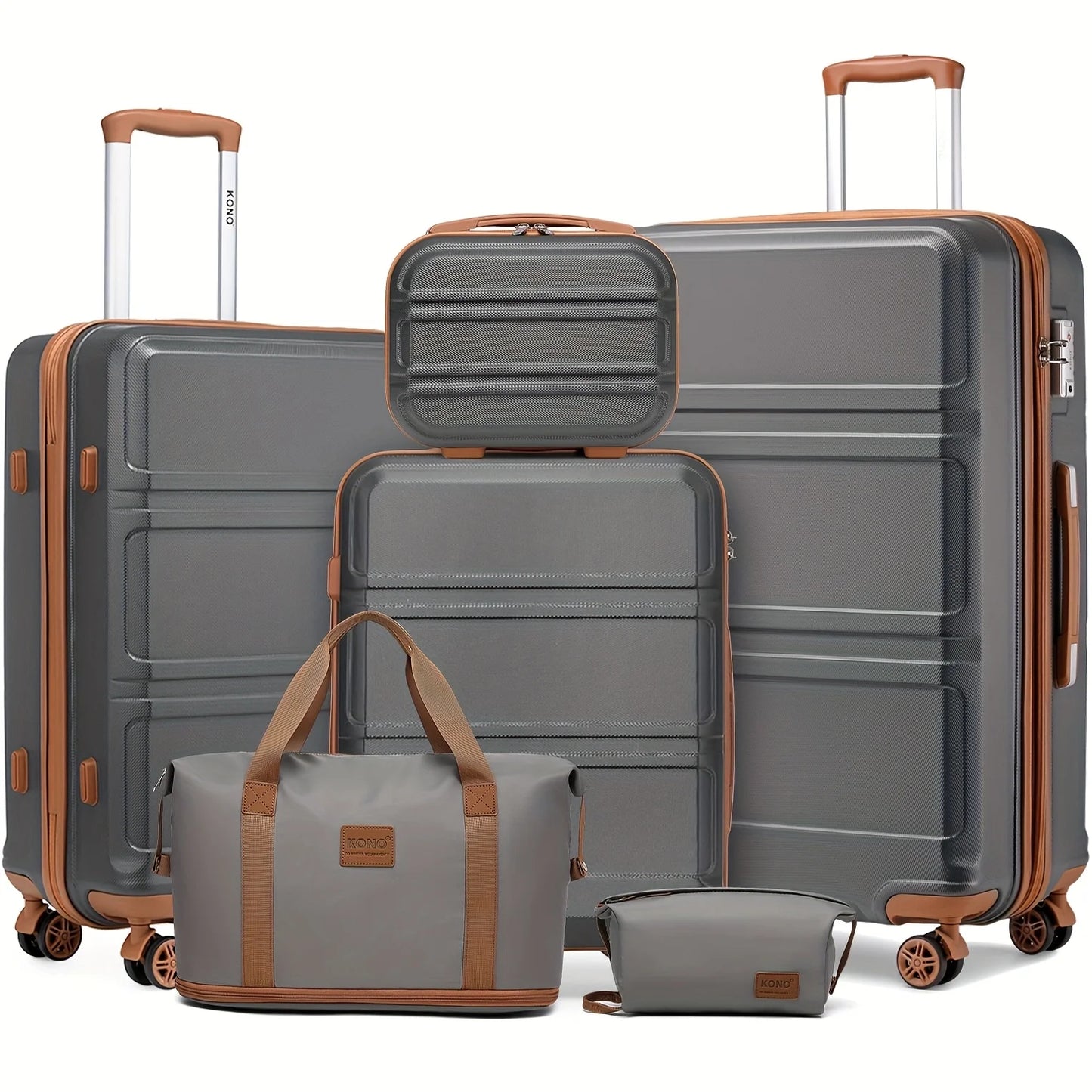 Kono 6 Piece Luggage Set Lightweight ABS Hardshell TSA Lock