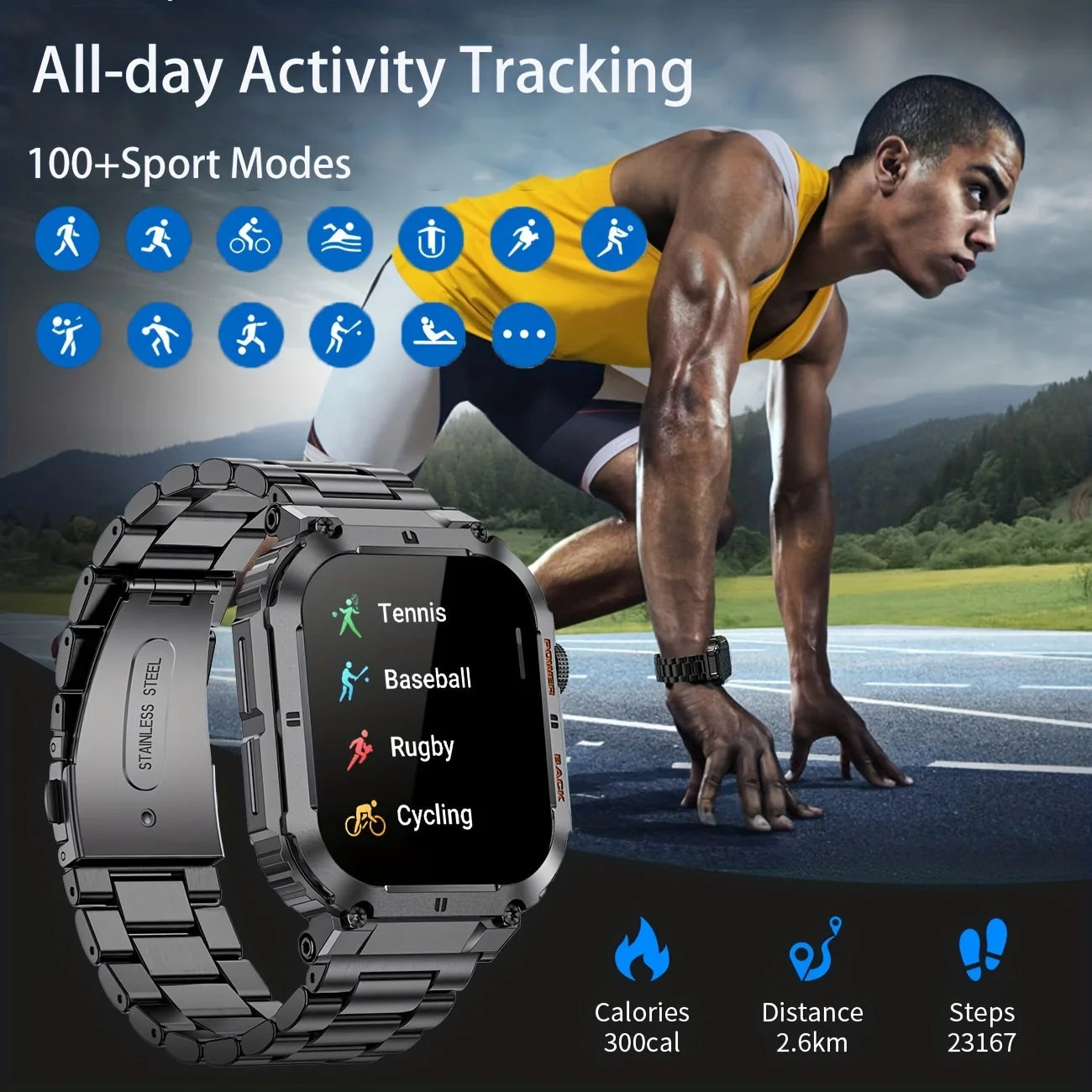 1.96 inch New Bluetooth Call Smart Watch