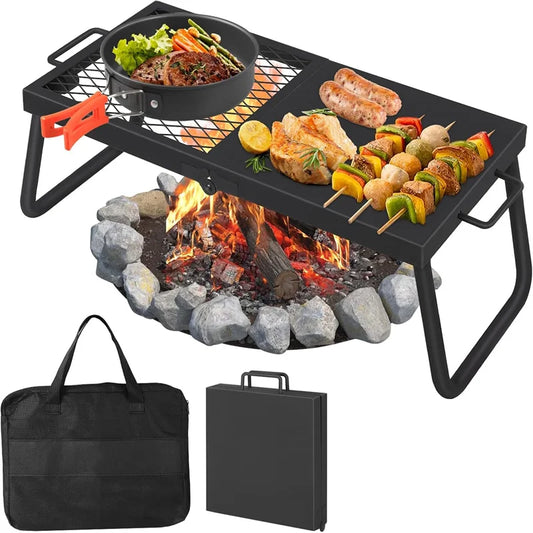 Folding Campfire Grill Stainless Steel Mesh Grate Rack