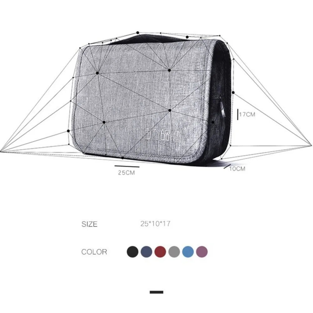 Travel Toiletry Bags Portable Cosmetic Organizer with Hanging Hook Durable Polyester Water Resistant Multi Function Travel Bag