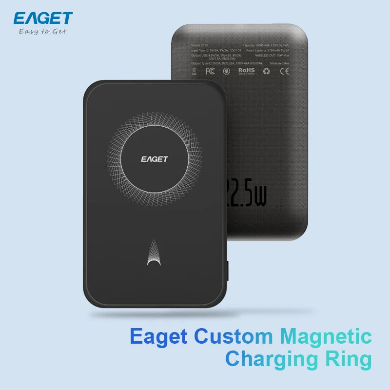 Eaget Magnetic Power Bank 10000mAh Wireless Charger iPhone