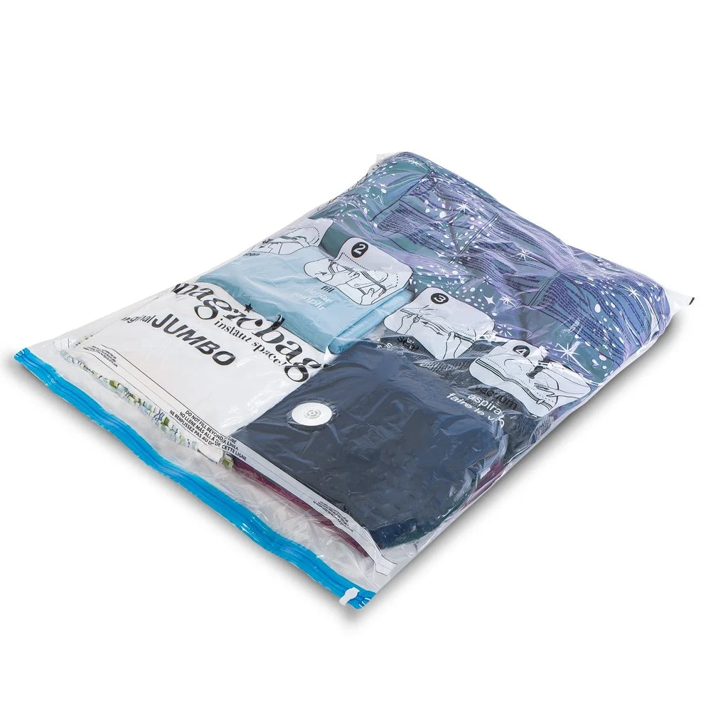 MagicBag Space Saver Vacuum Bags 6 Pack Clear Portable Storage Bags Eco-Friendly Rectangular Design