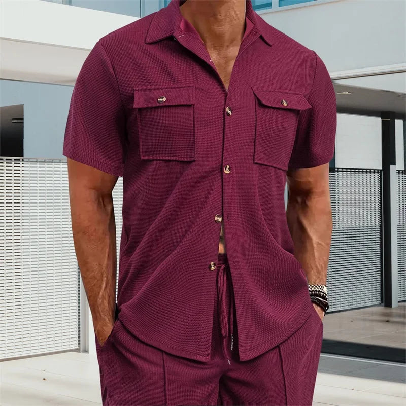 Men's Casual Short Sleeve Button Down Shirt for All Seasons