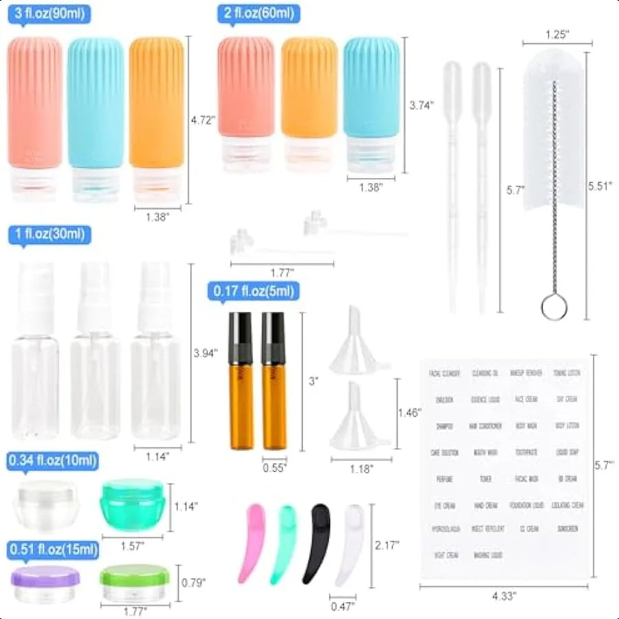 28 Pack Travel Bottles Set for Toiletries Leak Proof TSA Approved