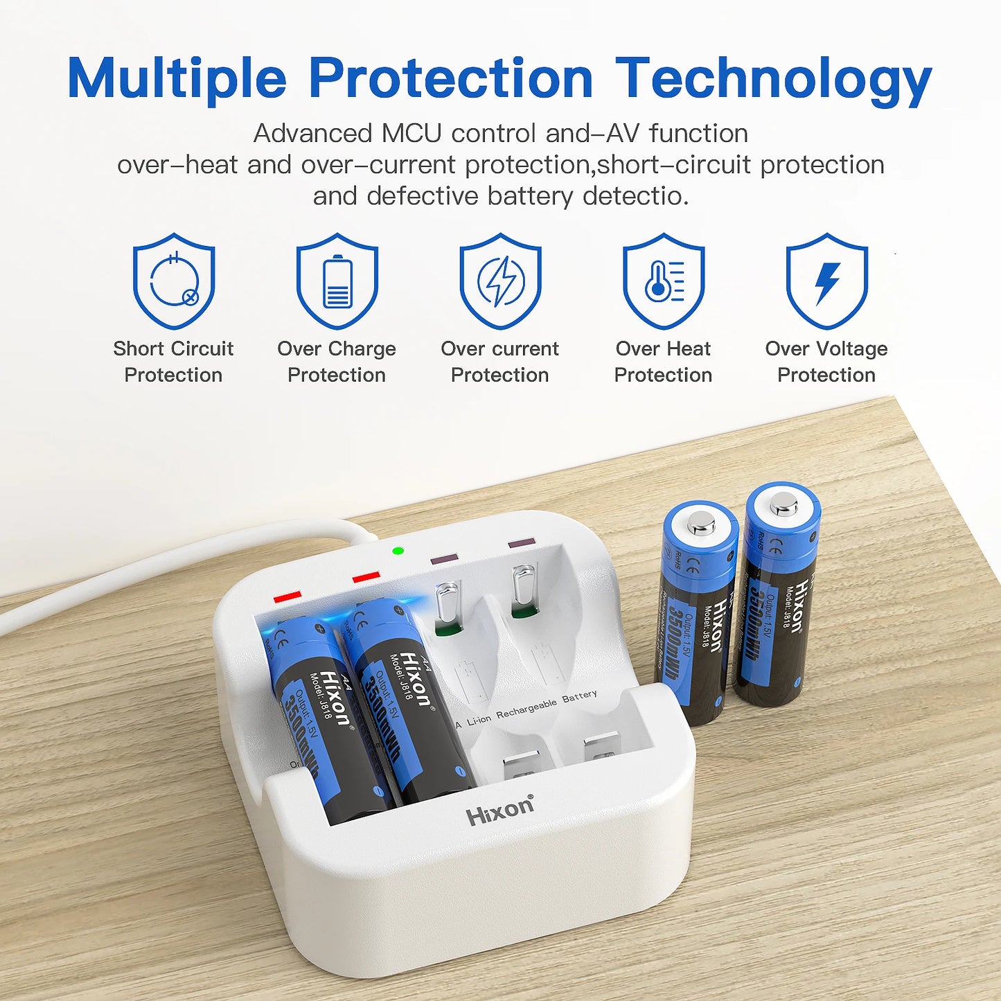 Hixon1.5V 3500mWh/1100mWh AA & AAA Rechargeable Battery Charger