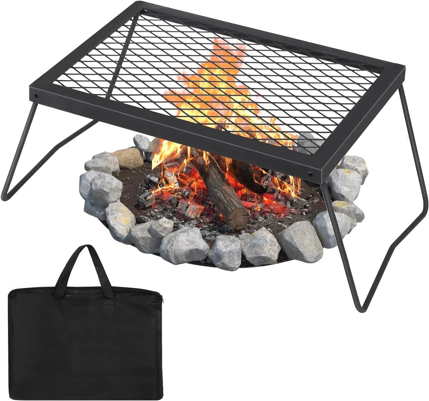 Folding Campfire Grill Stainless Steel Mesh Grate Rack