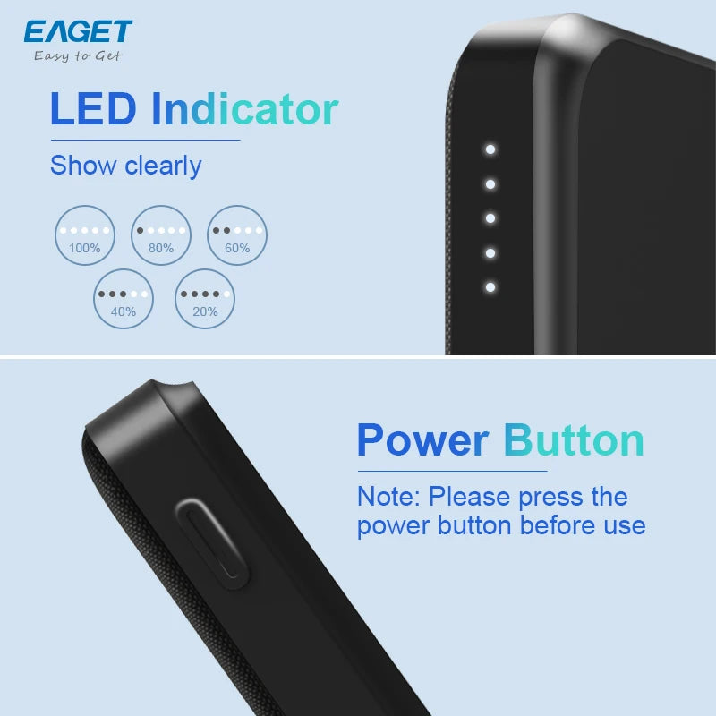 Eaget Magnetic Power Bank 10000mAh Wireless Charger iPhone