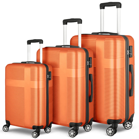 3 Piece Luggage Set With Tsa Lock 20 24 28 Inch Lightweight Cross Stripe Hardshell Suitcase With 360 Degree Spinner Wheels